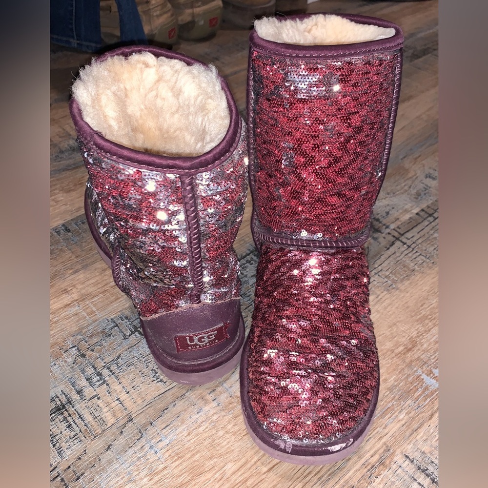 Maroon/silver sequin Uggs